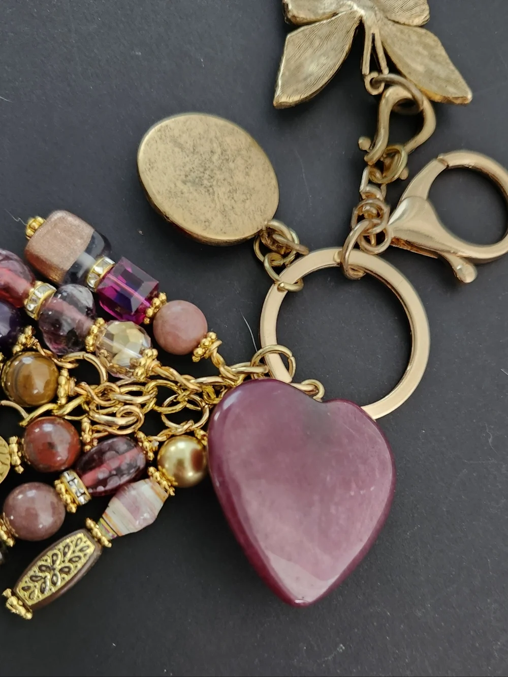 Upcycled Purse Charm or Keychain Dragon Agate Paper Glass Handcrafted